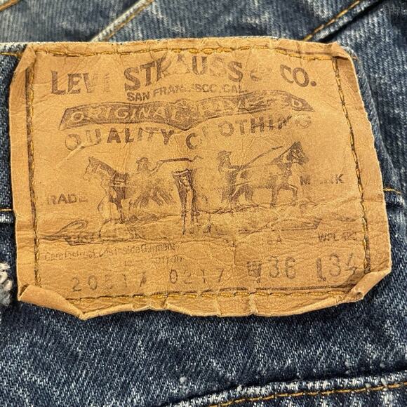 VINTAGE Levi’s Orange Tab Jeans Mens 36x34 Blue Faded 80s Boot Cut 20517 0217 - Picture 11 of 12